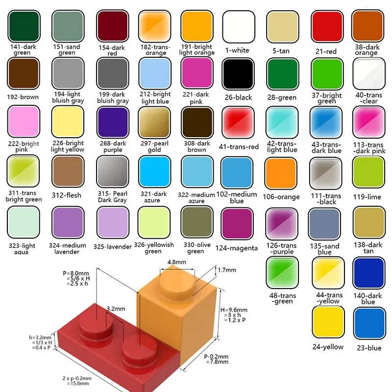 Color: Medium Azure - MOC 1PC Bricks 64728 Dynamite Toy for Building Blocks Parts DIY Construction Christmas Gift Toys