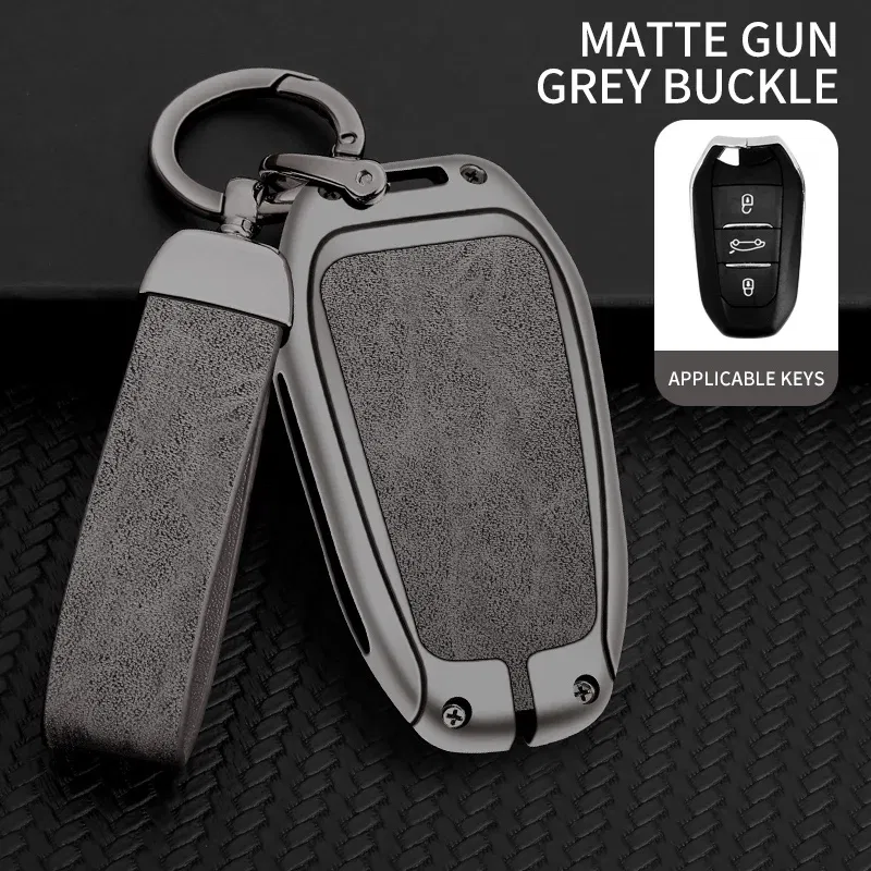 Color Name: ROYAL BLUE - Car Metal Key Case Cover Shell Fob For Peugeot 308 408 508 2008 3008 4008 5008 For Citroen C4 C6 C3-XR key chain Accessories
