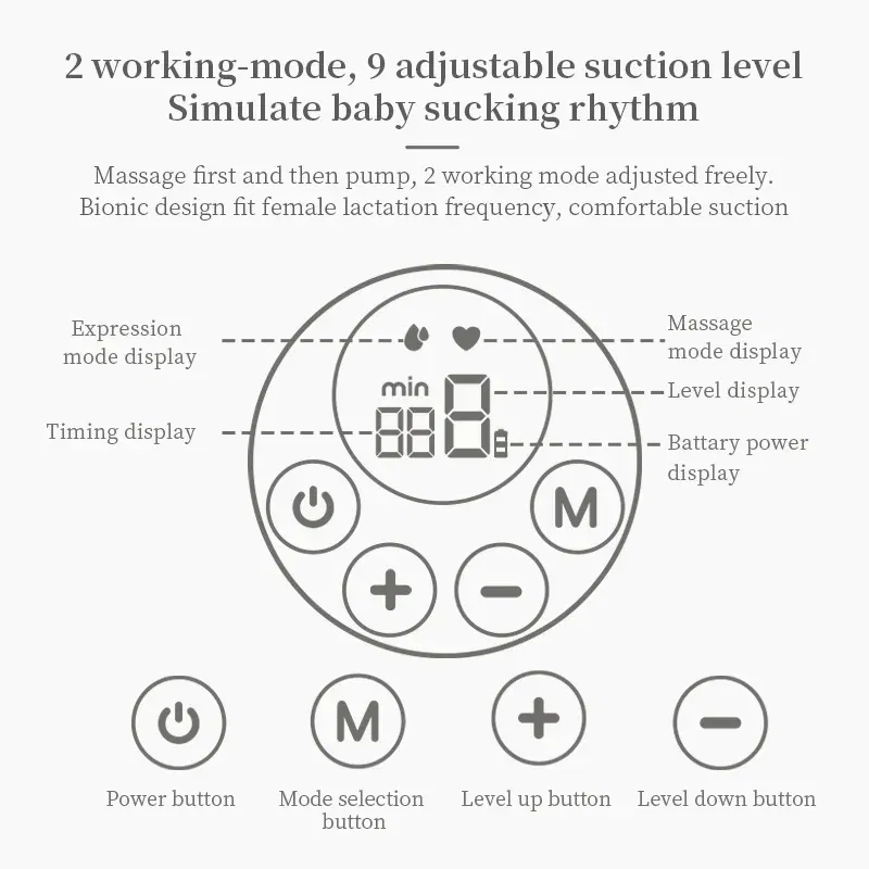 Color: light green - S12 Portable Electric Breast Pump Silent Wearable Automatic Milker LED Display USB Rechargable Hands-Free Portable Milker NO BPA