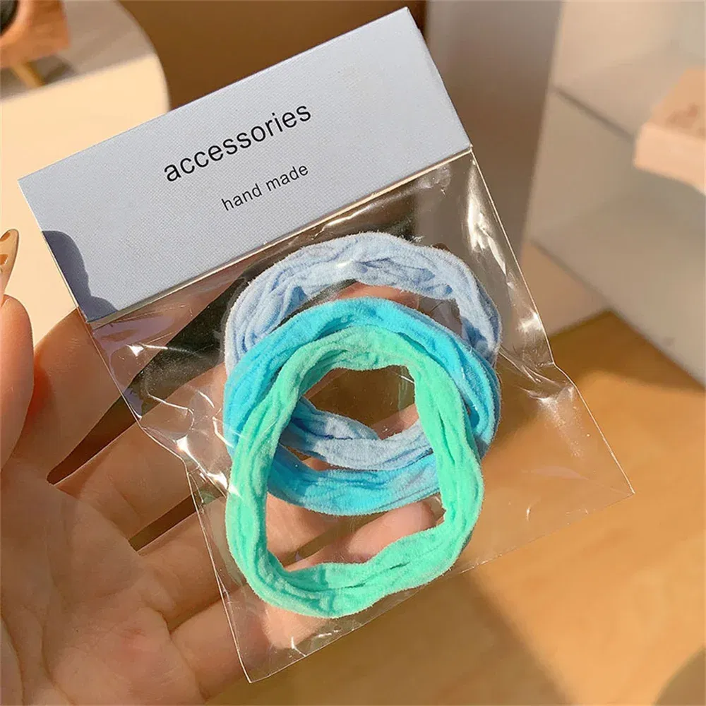 Color: Silver - 5pcs/Set Candy Color Bow Hair Rope High Elastic Seamless Rubber Band For Women Girls Ponytail Holder Summer BB Hair Ties Ring