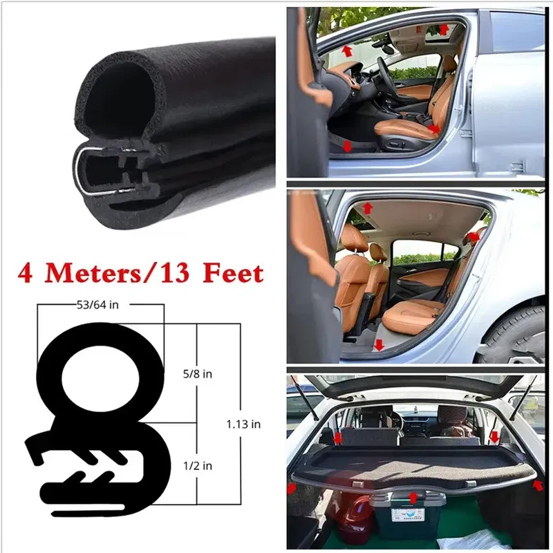 Color: WHITE - Car Door Rubber Seal Weatherstrip Steel Belt Weatherstripping Soundproof Waterproof Seal Kit Strip Rubber Seal Edge Trim