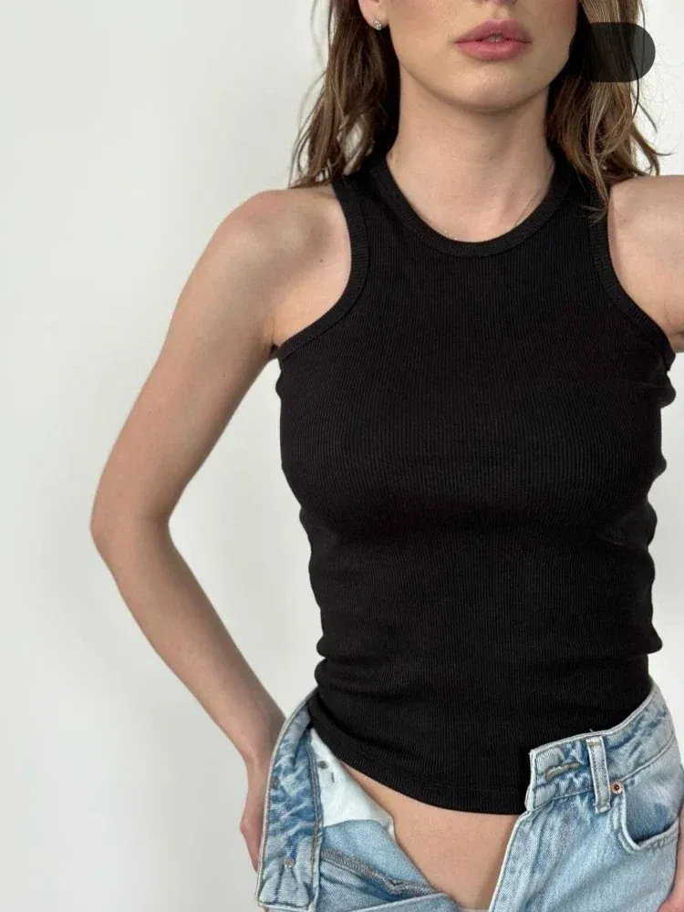 Color: APRICOT, Size: L - Women's Tees Sleeveless 100% Cotton Tops Summer O Neck Tanks & Camis Vest Slim Solid Sexy Crop Tops for Women Fashion