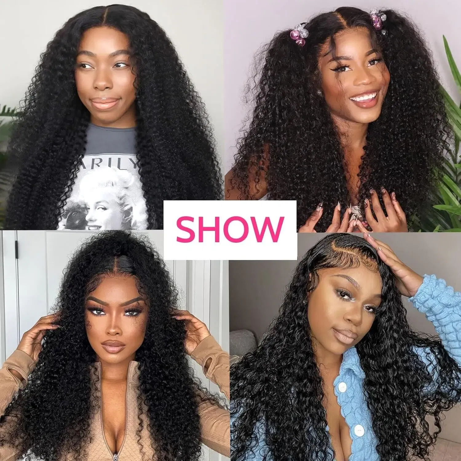 Hair Color: Natural Color, Stretched Length: 14inches, Density: 180% - Afro Kinky Curly V Part Human Hair Wigs No Leave Out Natural Black Machine Made Upgrade U Part Curly Wigs Indian Hair For Women