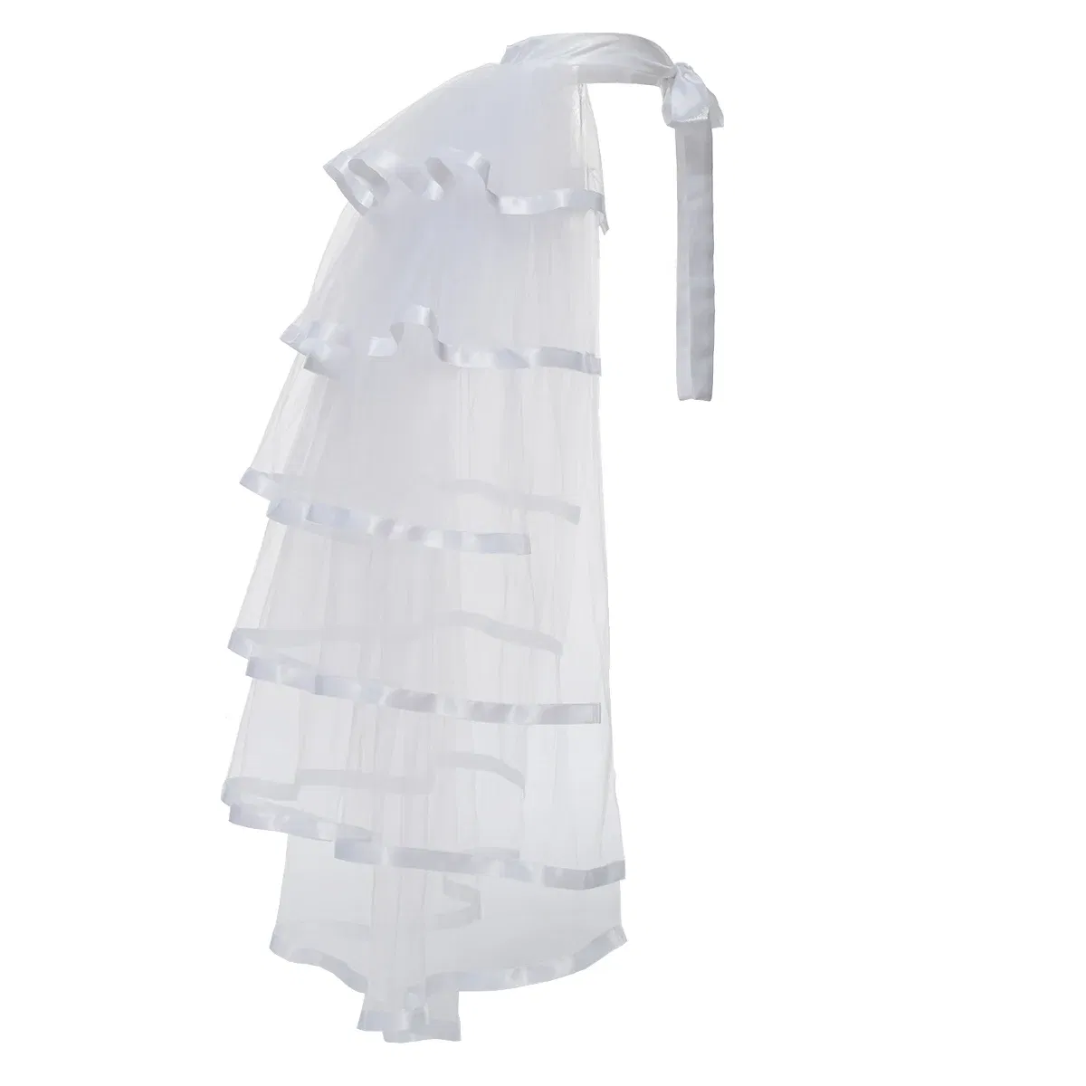 Color: WHITE, Size: One Size, Ships From: CHINA - Women Punk Puffy Ruffle Tutu Bustle Skirts Sexy Steampunk Cocktail Party Tie-on Overskirt Gothic Tulle Skirt for Female