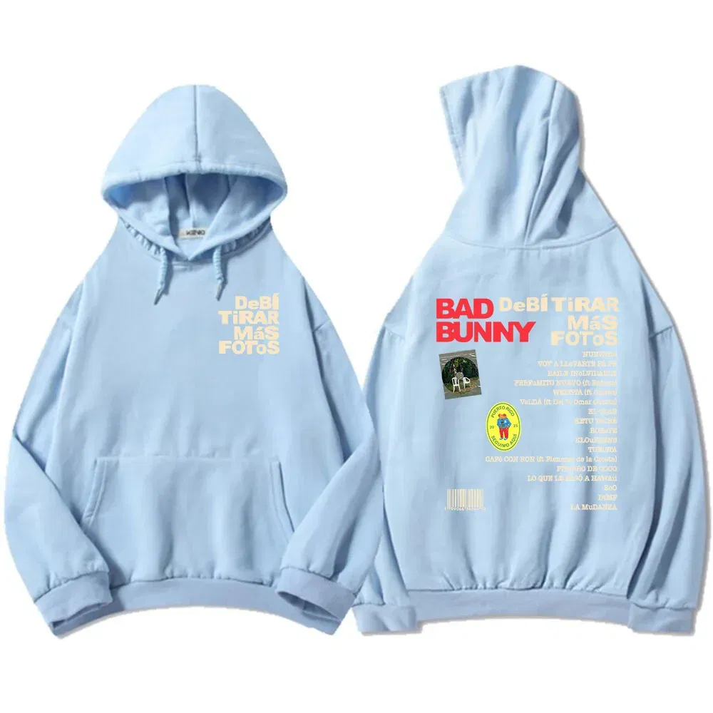 Color: ROYAL BLUE, Size: S - Unisex Streetwear Bad Bunny DTMF Hoodies 2025 New Album Deb? Tirar Más Fotos Printing Sweatshirts Winter Comfortable Male Hoodie