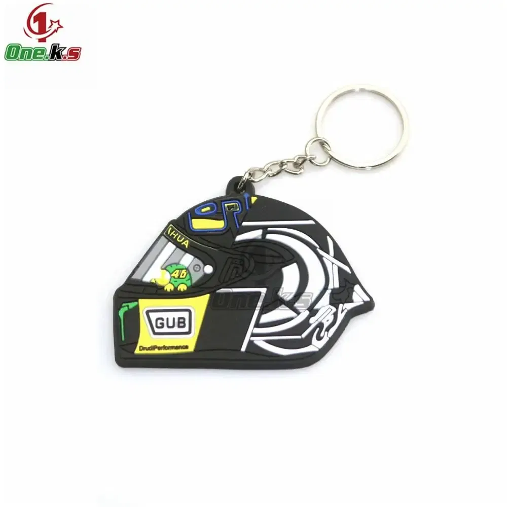 Color: army green - Rubber Motorcycle Key Ring Key Chain cool keychain 3D Soft For motorcycle helmet 93 AGV