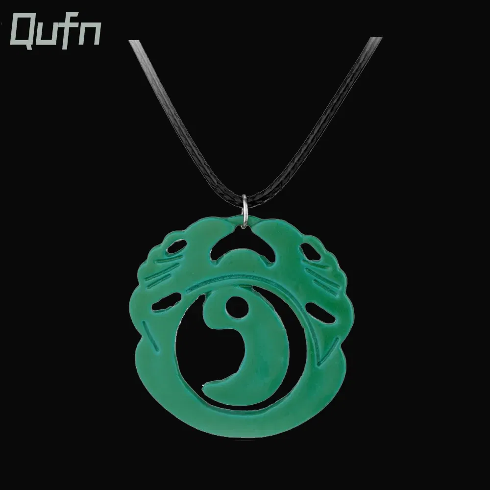 Tomb Raider Green Pendant Necklaces Lara Croft Adjustable Long Rope Chain Wome Men Necklace Jewelry Accessories Gift For Friend