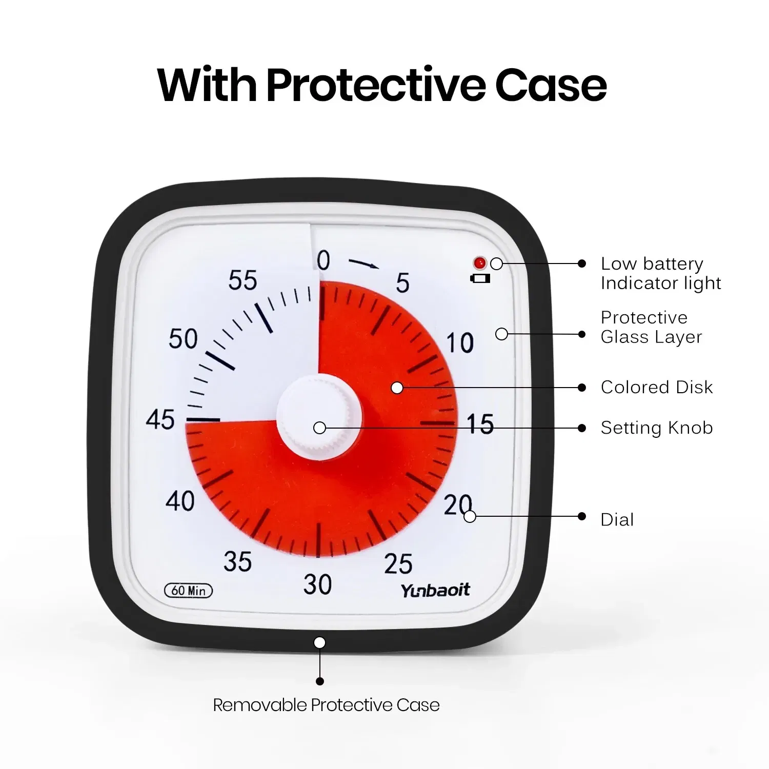 Color: Blue - Yunbaoit VT01 Upgraded 60 Minute Visual Timer with Protective Case Silent Countdown Timer for Kids
