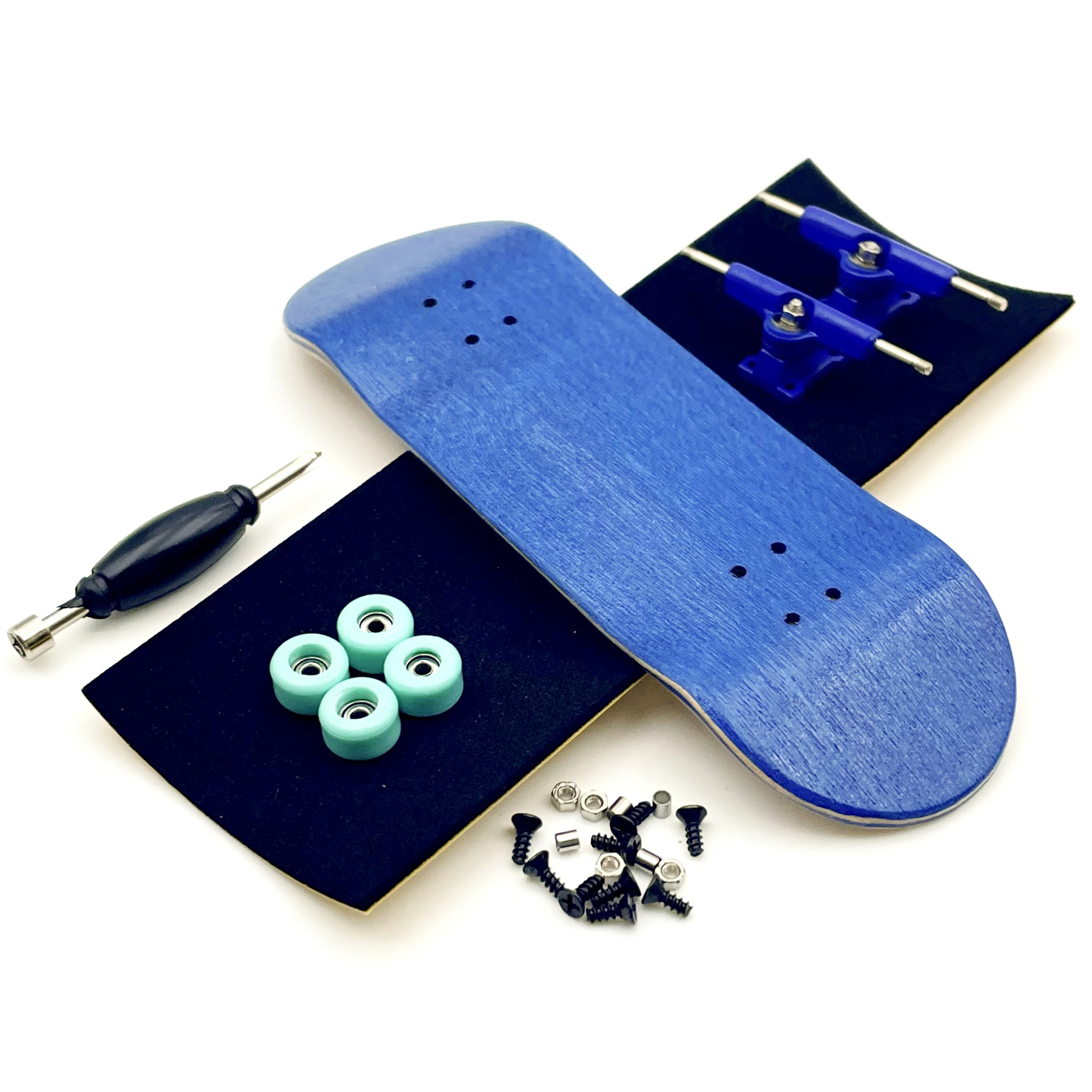 Color: Silver - 32mm Fingerboard Set with Maple Wooden Deck Metal Trucks Bearing Wheels