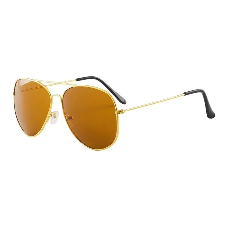 Lenses Color: Ginger, Frame Color: Red - Classic Retro Pilot Polarized Sunglasses Men Luxury Metal Black Aviation Sun Glasses Male Fashion Driving Vacation Shades UV400