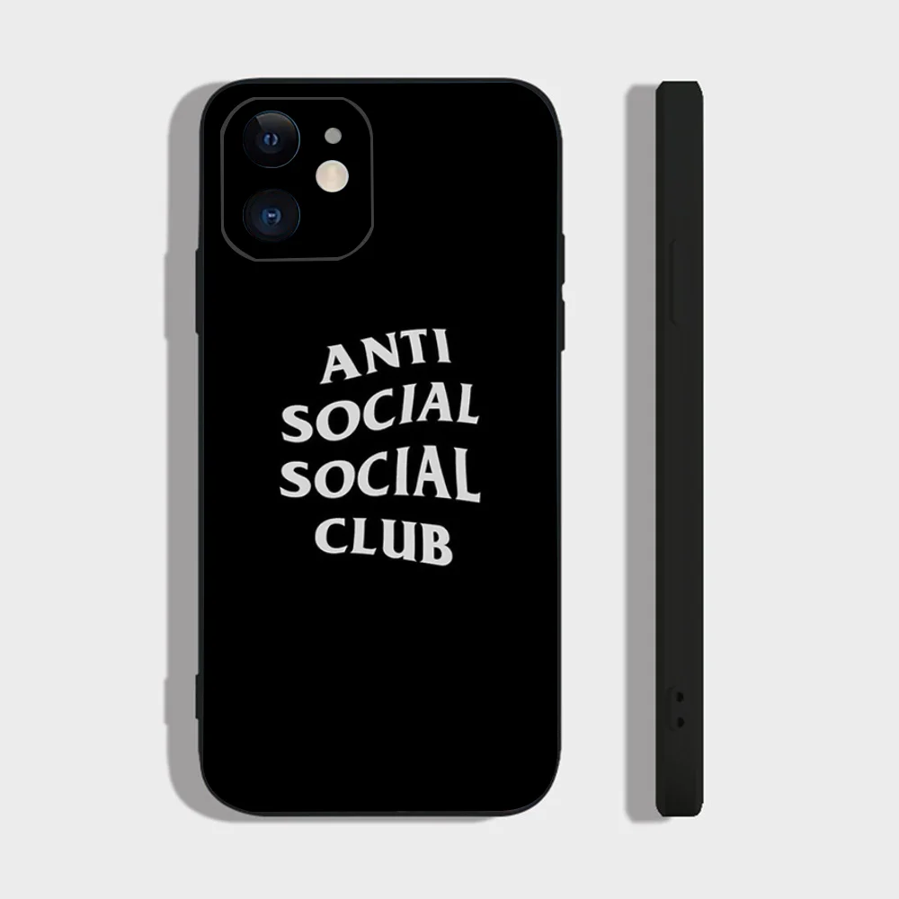 Color: Beige, Material: ABS - Anti Social Social Club Phone Case For IPhone 16 15 14 13 Pro Max 11 12 Mini X Xs XR Se 2022 Black Silicone Cover