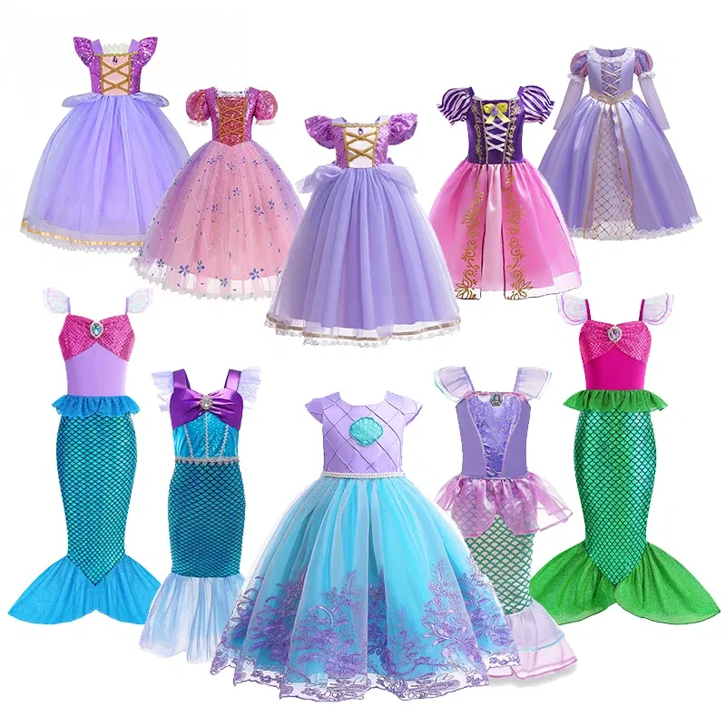 Disney Princess Rapunzel for Girls Costume Movie Tangled Kids Cosplay Carnival Party Vestido Birthday Christmas Dress 2-10Yrs