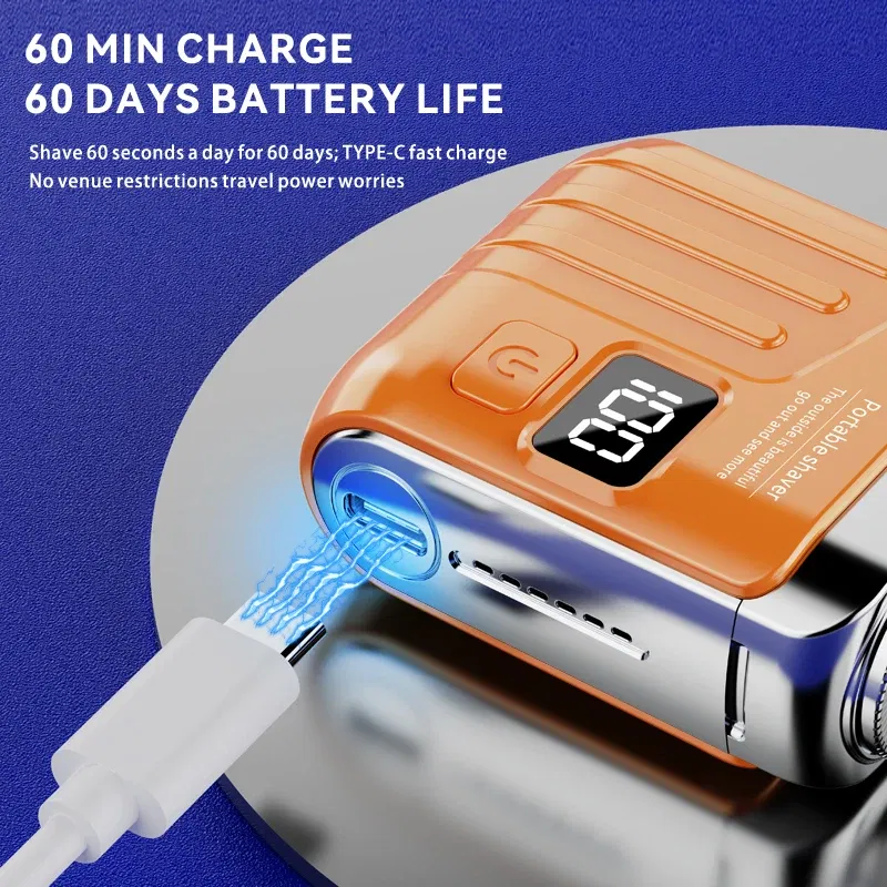 Color: WHITE - Xiaomi Electric Smart Shaver Digital Display Mini Dual Blade Rechargeable Shaver Household Car Shaver Powerful Men's Gift Shaver