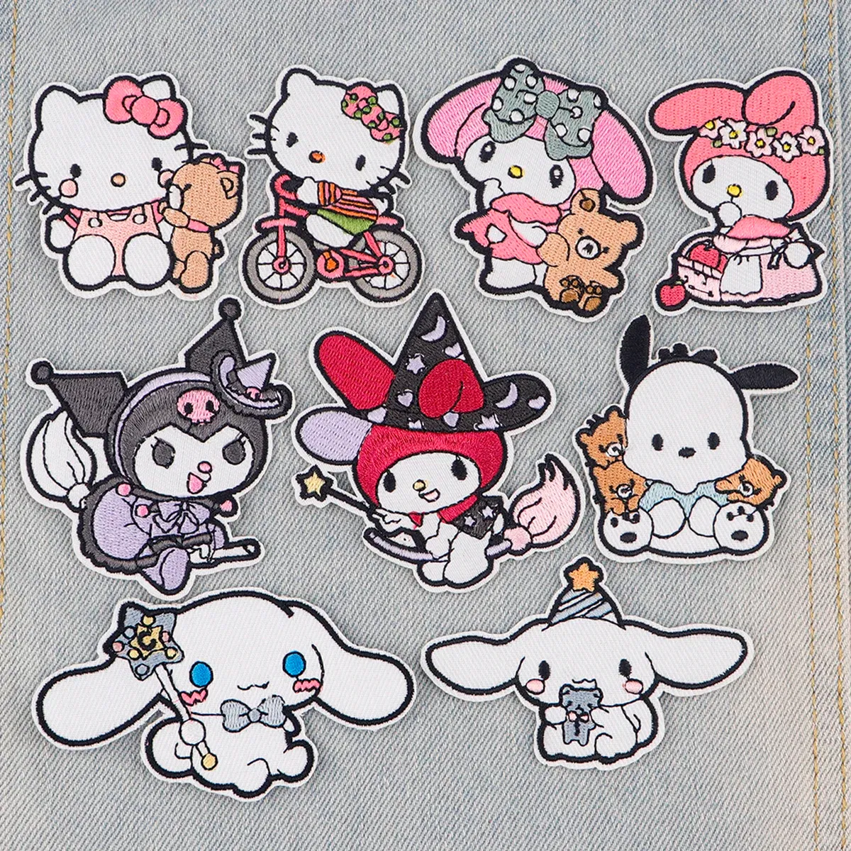 Color: Antique Brass - Anime White Dog Patches for Clothing Kawaii Embroidered Patches on Clothes Stickers DIY Ironing Appliques Jacket Jeans Stripes