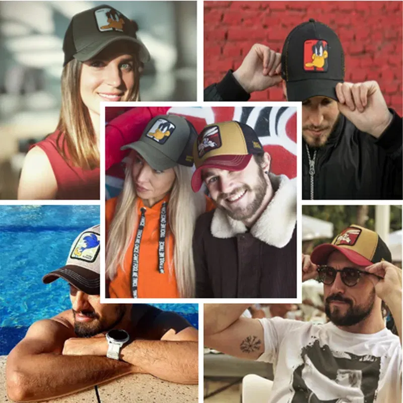 Color: Black, Size: Adjustable - Hot Sale Unisex Anime Cartoon Cap High Quality Patch Draw Baseball Cap Men Trucker Hat