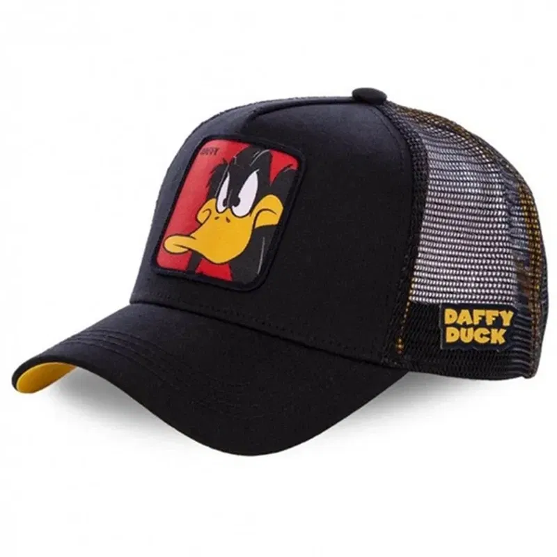 Color: Black, Size: Adjustable - Hot Sale Unisex Anime Cartoon Cap High Quality Patch Draw Baseball Cap Men Trucker Hat