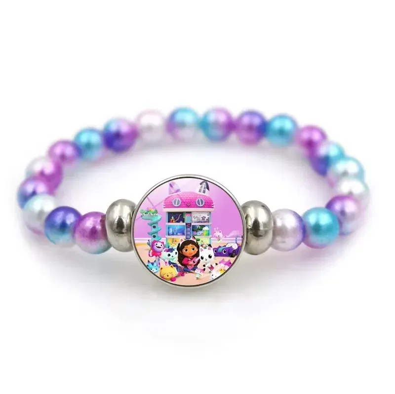 Color: Clear, Size: 40cm - Gabby Dollhouse Bracelet Fashion Beaded Wristband Cartoon Anime Jewelry Accessories Kids Girls Boys Birthday Baby Shower Gift