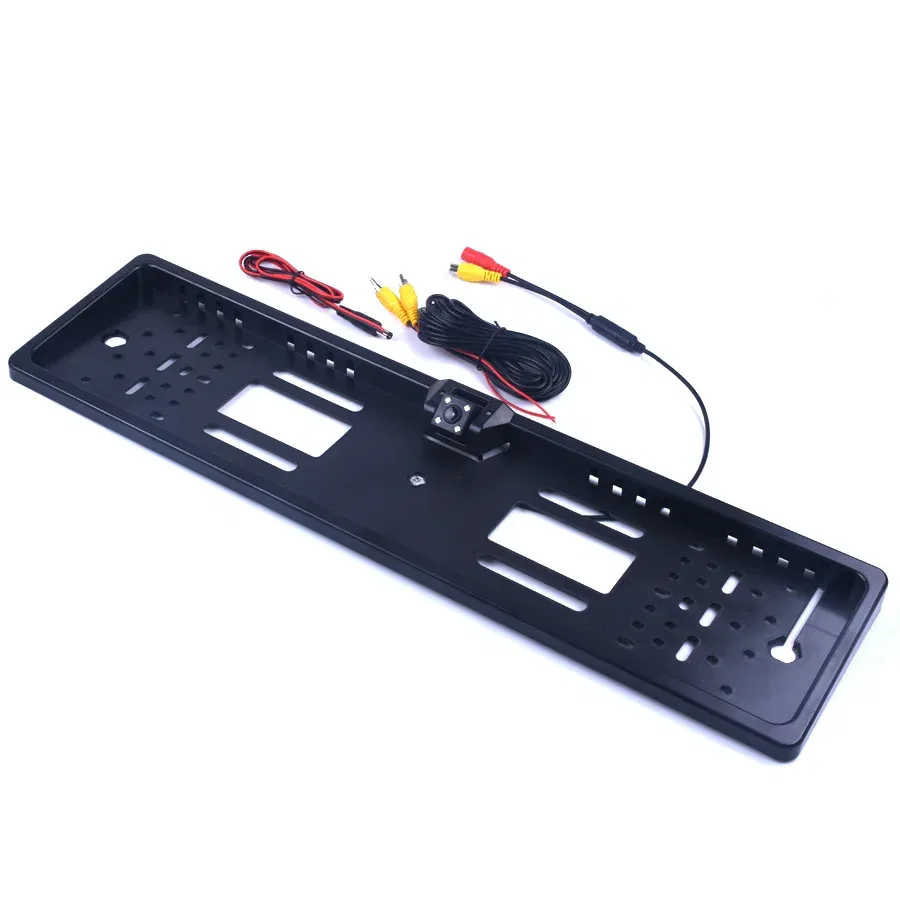 Color Name: Orange - Auto Parktronic EU Car License Plate Frame Rear View Camera HD Night Vision Rear View Camera Reverse Rear Camera With 4 IR Light