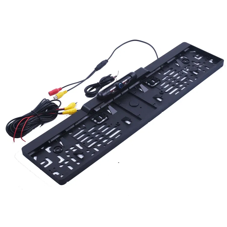 Color Name: Orange - Auto Parktronic EU Car License Plate Frame Rear View Camera HD Night Vision Rear View Camera Reverse Rear Camera With 4 IR Light