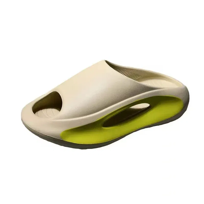 Color: Beige, Shoe Size: 42-43 - Summer Slippers Men Women EVA Soft Bottom Indoor Home Slides Sandals Light Beach Shoes Male Slippers Flip Flops Big Size 46 47