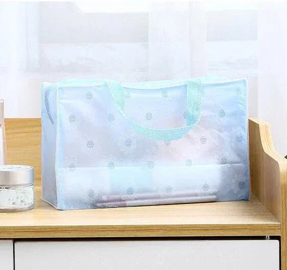 Color: green - Floral PVC Transparent Cosmetic Bag Clear Makeup Bag for Women Girl Waterproof Zipper Beauty Case Travel Toiletry Bags Handbag