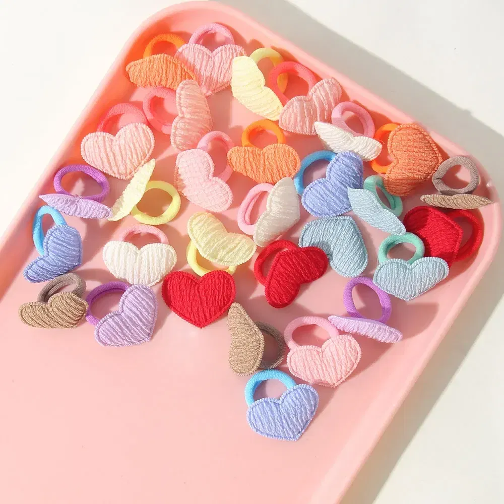 Color: Red - 10/30Pcs Children Hairbands No Harm Hair Cartoon Towel Rope Ponytail Holder Kids Mini Rubber Band Headwear Girls Halloween Gift