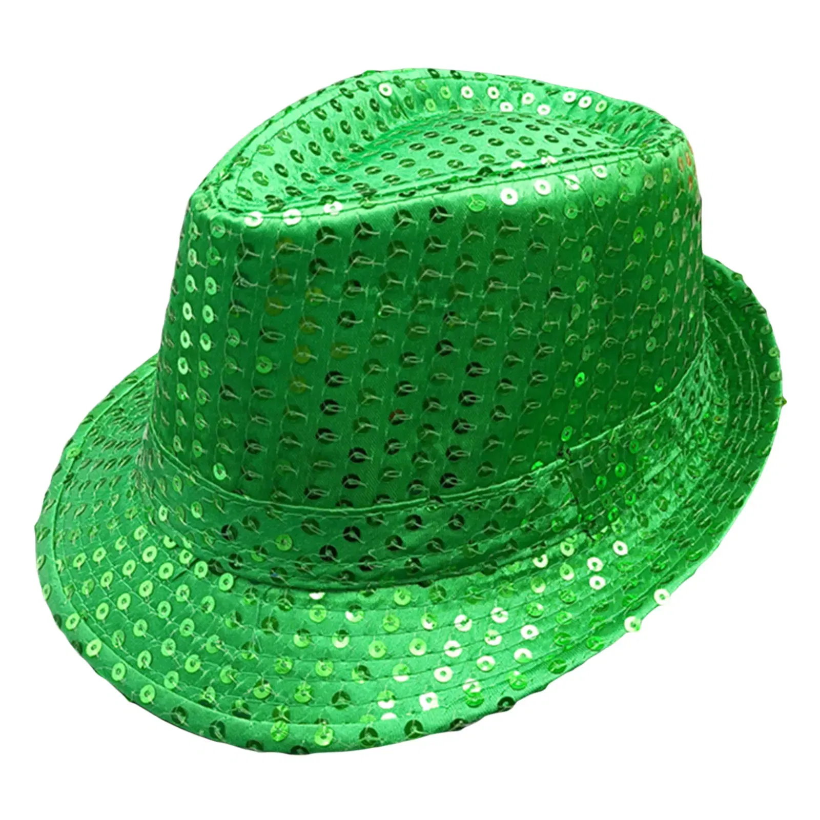 Color: green - 12 Colors Men's Women's Jazz Hat Sequins Retro Disco Funky Glitter Costume Unisex Novelty Christmas Party Prop Charming Hat