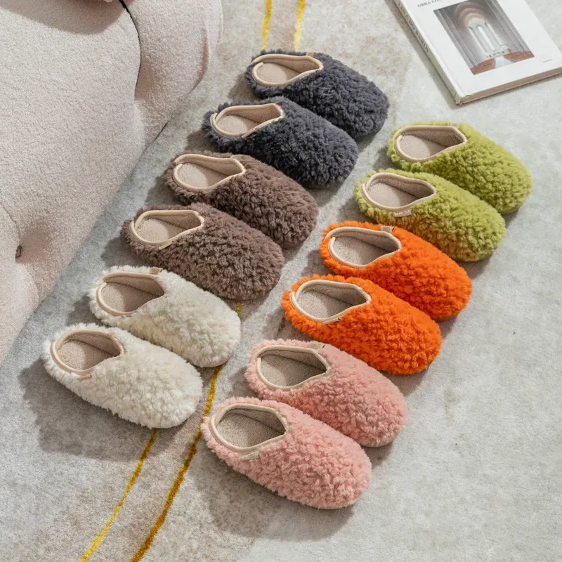 Color: Beige, Shoe Size: 36-37, Ships From: CHINA - Gacimy Women's Winter Fuzzy Slippers Indoor Warm Soft Sole Fluffy Home Slides Plush Women Flat Shoes Couple Fur Cotton Slippers