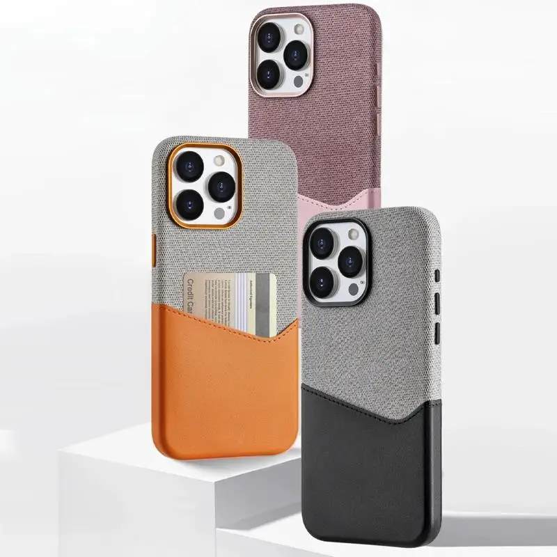 Color: Brown, Material: PC + TPU - Card Holder MagSafe Leather Phone Case For iPhone 15 14Pro Max 13 14 Pro 12 Pocket Wireless Charging Alloy Lens Hit Color Cover