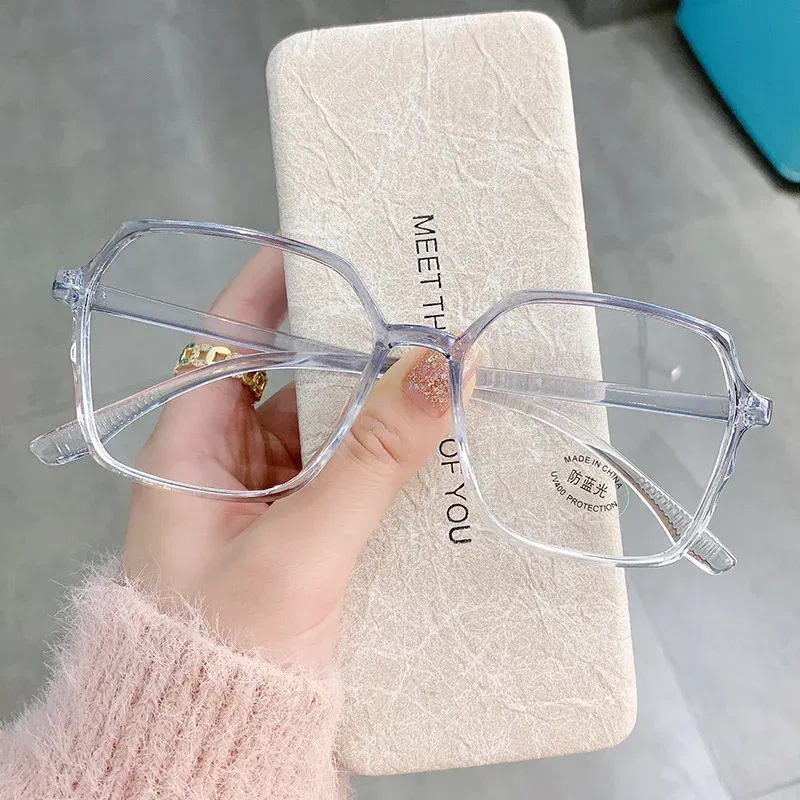 Frame Color: Blue, Ships From: CN - Transparent Computer Glasses Frame Women Men Anti Blue Light polygon Eyewear Blocking Glasses Optical Spectacle Eyeglass