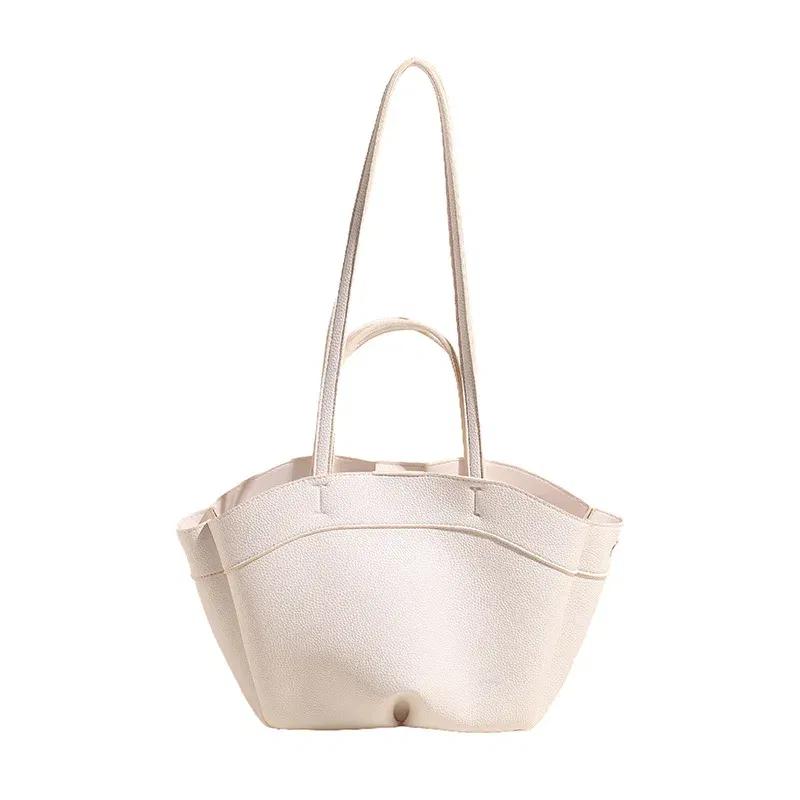 Color: Beige - Tote bag fashionable large capacity mother and child bag single shoulder portable shopping bag