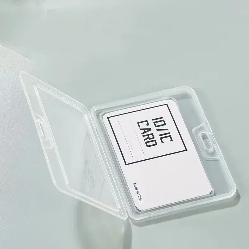 Color: Tan - 1pcs Plastic Bus Card Holder Case Business Credit Cards Bank ID Card Sleeve Protect Waterproof Transparent Card Cover