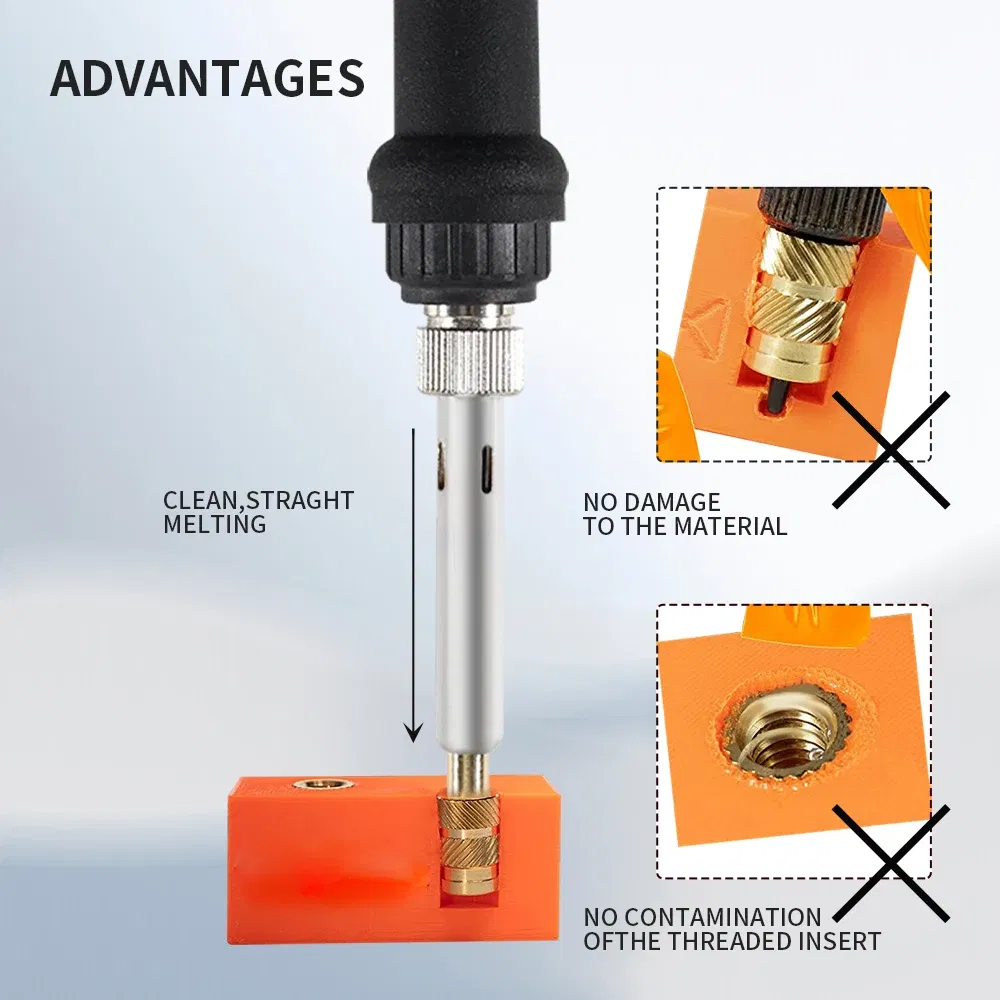 Color: Red - Heat Insert Nut Iron Tip Brass Hot Melt Insert Nut Embedded Kit M2-M8 Soldering Iron Tip Heat Insertion Tool 3D Printer Accessor
