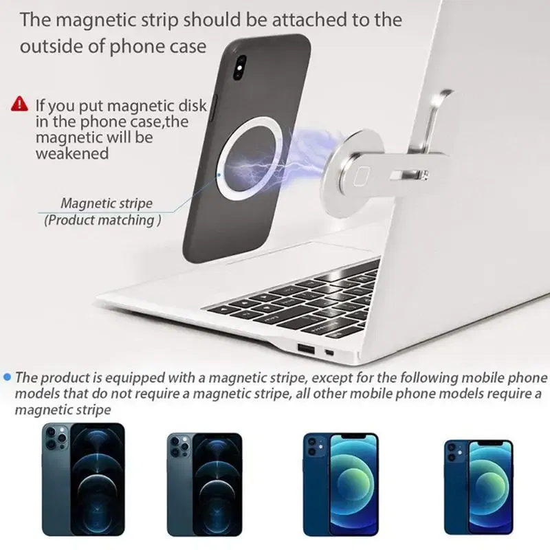 Color: Silver, Ships From: CHINA - Laptop Phone Holder Magnetic Mobile Phone Stands Foldable Computer Expansion Bracket Slim Portable Monitor Side Mount For Office