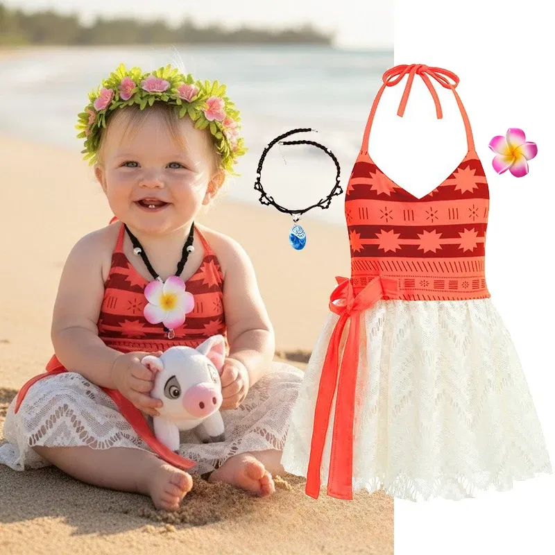Color: army green, Kid Size: 5 - Little Girls Cospaly DISNEY Moana Kids Two Pcs Set Top +Pants Infant Vaiana Role Play Festival Princess Costume Casual Clothes