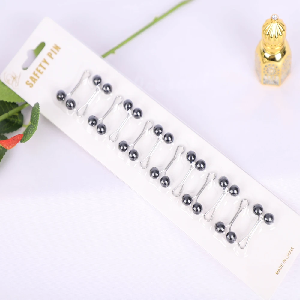 Color: red brown - 12pcs Pins Clips Set for Muslim Hijab Fashion Islam Turban Magnetic Closure New Headscarf Accessories Wedding Party Gift RIMAIRE