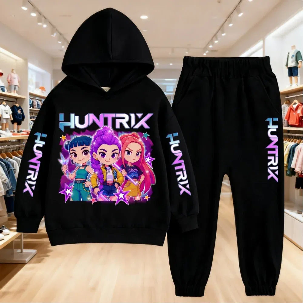 Color: PURPLE, Kid Size: 16 - 2025 KPop Demon Hunters Kids Hoodie Set Boys Teen Girls Hoody Sweatshirts With Pants Tracksuit Children's Autumn Clothing 2pcs