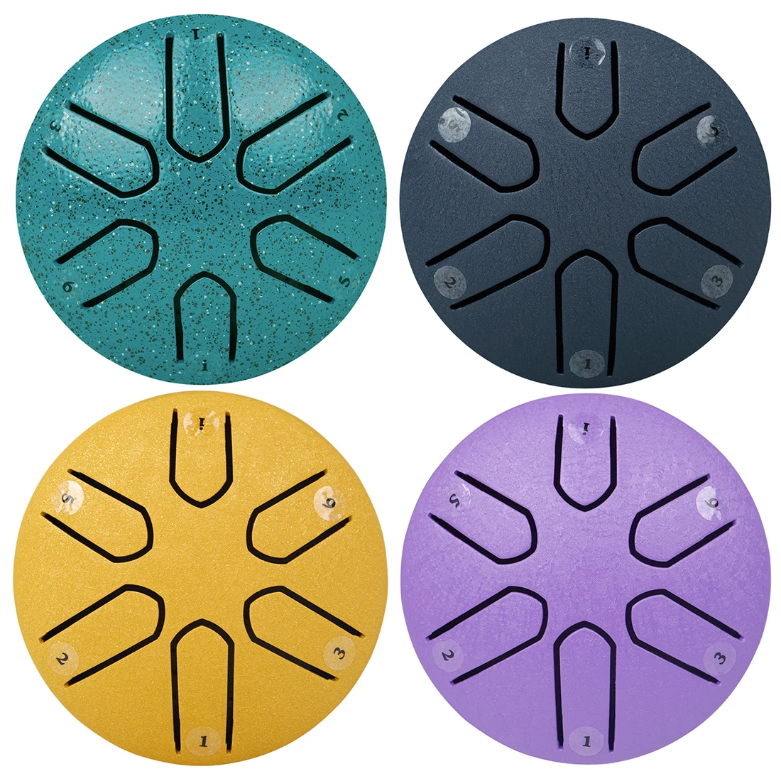 Color: Eggplant - 3 Inch 6-Tone Steel Tongue Drum Mini Hand Pan Drums with Drumsticks Percussion Musical Instruments Drum Accessories