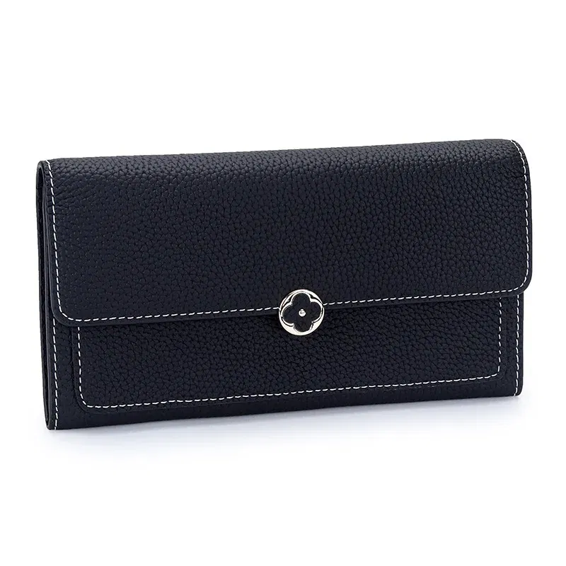 Color: Beige - Women's Wallet 2025 New Full Leather Long Wallet Cross-border First Layer Cowhide Women's Long Clip Leather Clutch Pouch