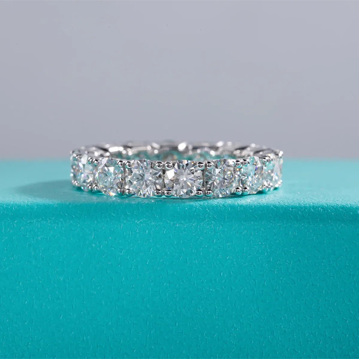 AnuJewel 4mm D Color Moissanite Eternity Band Ring 925 Sterling Silver Wedding Rings For Women Jewelry Wholesale
