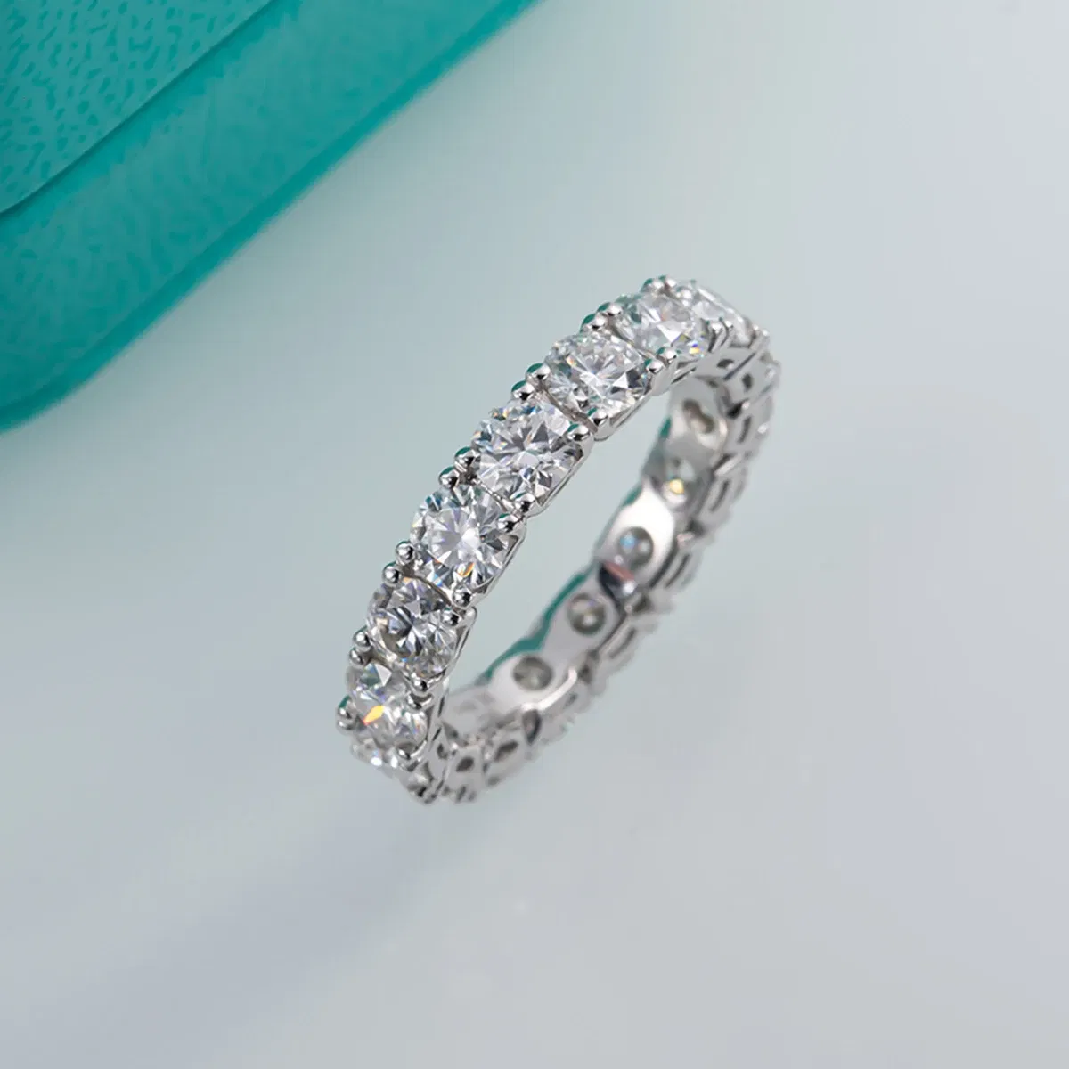 AnuJewel 4mm D Color Moissanite Eternity Band Ring 925 Sterling Silver Wedding Rings For Women Jewelry Wholesale