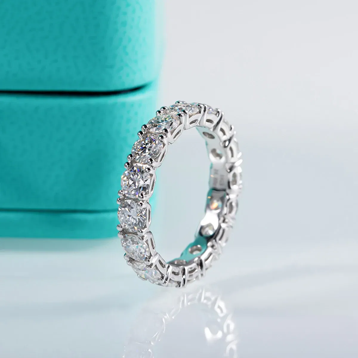 AnuJewel 4mm D Color Moissanite Eternity Band Ring 925 Sterling Silver Wedding Rings For Women Jewelry Wholesale