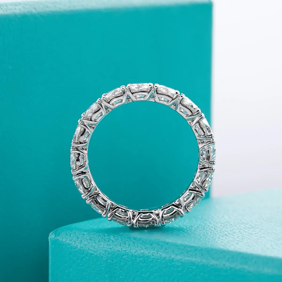 AnuJewel 4mm D Color Moissanite Eternity Band Ring 925 Sterling Silver Wedding Rings For Women Jewelry Wholesale