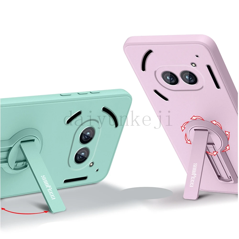 Color: SKY BLUE, Material: CANVAS - Liquid Silicone Case For Nothing Phone 2A Plus 3A Soft Cover Shockproof Protective Phone Case with Holder Screen Film