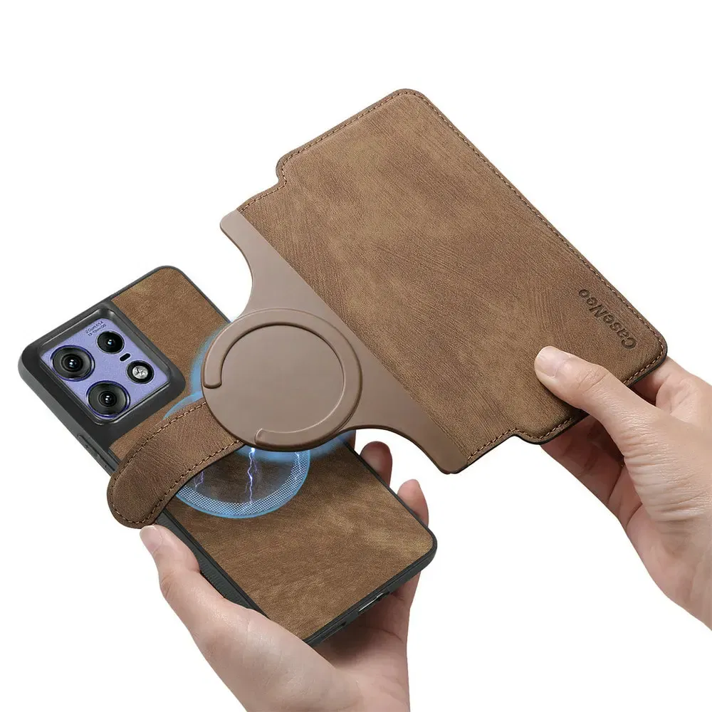 Color: Beige, Material: Denim - Edge 50 60 Fusion 5G Flip Case For Motorola Edge 60 Pro 2In1 Detachable Leather Wallet Funda Moto Edge 50 Neo 60 Pro S50 Cover