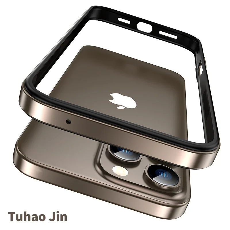Color: black, Material: EVA - Titanium Metal Frame Bumper Shockproof Case for IPhone 16 15 Pro Max Plus 5G for Apple Solid Colour Protection Phone Cover