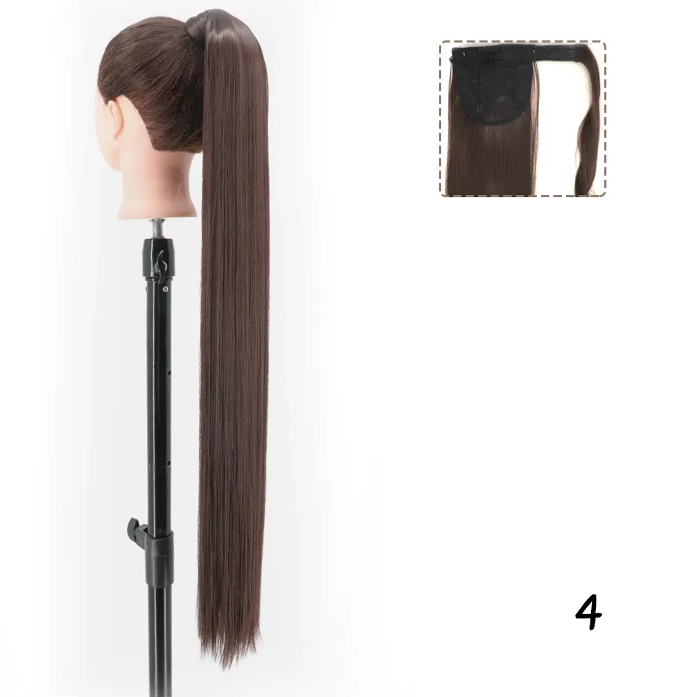 Color: NC/4HL, Stretched Length: 22inches - AZQUEEN Straight Synthetic Hairpiece With Ponytail 85cm Super Long Wrap Around Clip In Hair Extensions Pony Tail For Daily Wear