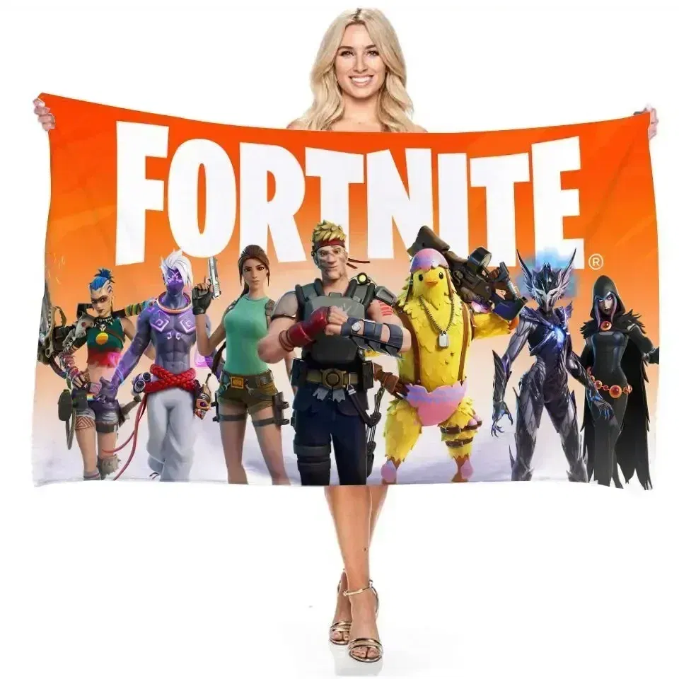 Color: VIOLET/?«?—?…°, Size: 12cm - Fortnite Children Microfiber Bath Towel Boy Girl Soft Wearable Cartoon Bathing Beach Spa Bathrobe Wash Clothing