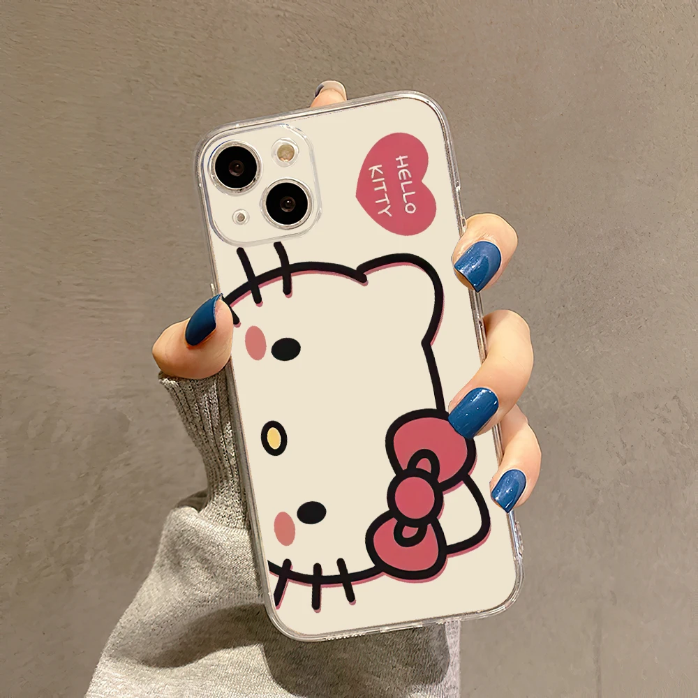 Color: Beige, Material: Nylon - Miniso Sanrio Collaboration Hello Kitty Phone Case For iPhone 15 14 13 11 12 16 Pro Max Plus X XR XS Girl Silicone Phone Case