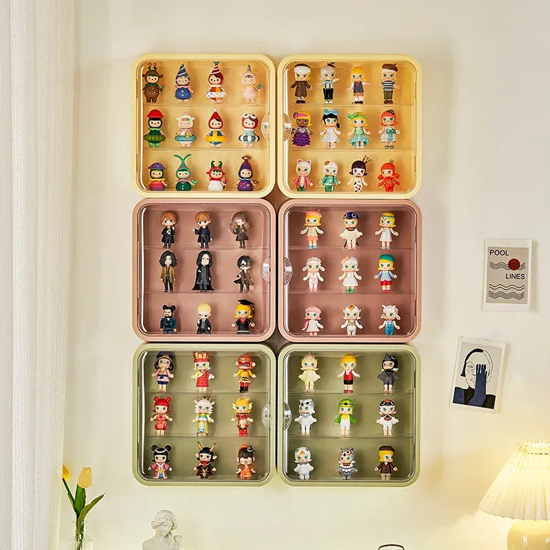 Wall-mounted Dolls Blind Box Organizer Display Rack Magnetic Bubble Mate Hand-do Display Case Dust Dolls Blind Box Organizer
